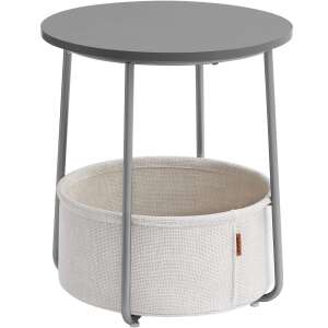 VASAGLE Masuta de cafea rotunda cu cos de stofa, stil modern, 45x50cm, gri 100432367 - Mese de cafea