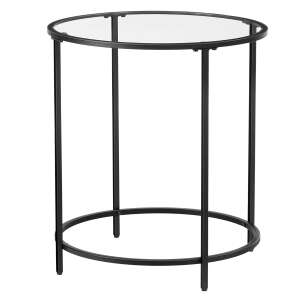 VASAGLE Round Coffee Table, Tempered Glass Top, Metal Frame, 50 x 55 cm, Black LGT020B01 100432475 - VASAGLE Coffee Table