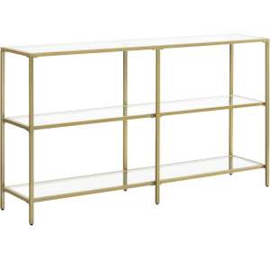 Măsuță consolă VASAGLE Gold cu 3 rafturi din sticlă, 130 x 30 x 73 cm - Mese de cafea