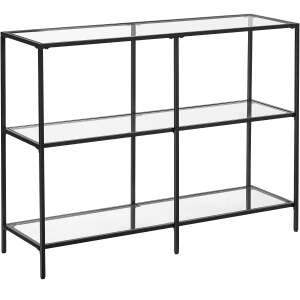 VASAGLE 3-Tier Entryway Table, Tempered Glass Top, Metal Frame, 30x100x73cm, Black 100432540 - VASAGLE Coffee Table