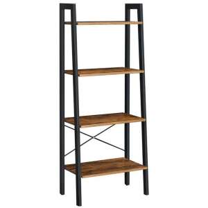 VASAGLE raft de bibliotecă scară cu 4 rafturi, cadru metalic negru și rafturi maro rustic, stil industrial - VASAGLE Dulapuri cu rafturi