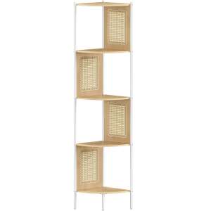 VASAGLE Raft de colt boho, cadru metalic, polite MDF si panouri poliratan, 32x32x156cm, bej 100432693 - VASAGLE Dulapuri cu rafturi