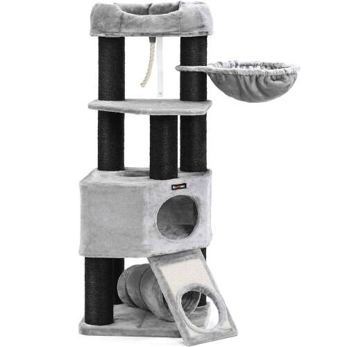 FEANDREA Large Cat Tree with Plush, Hammock and Scratching Cave