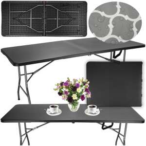 Multifunkčný rozkladací obdĺžnikový stôl, s ochranou stola, 180x74x74cm, čierny