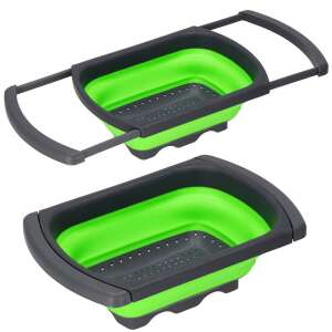 Green and gray foldable colander with handles, 38-60cm long - Strainer & Sieve