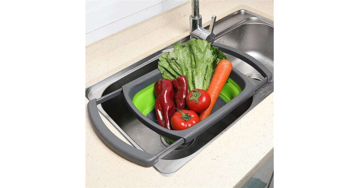 Foldable filter for sink, plastic and silicone, with pull-out arms, length 38-60cm 100434677