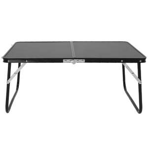 Black metal folding table for camping, picnic, or garden, with MDF top, 60x42x27cm - Garden Furniture
