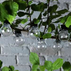 Luca solar powered LED string lights, 10 bulbs, 380cm long, cool white light - GardenLine