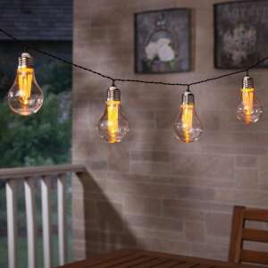 Ghirlandă solară LED Hemma cu 10 becuri, lumină albă caldă, 380 cm lungime - Nonbrand Lanternă solară