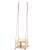 Wooden baby swing with red ropes, safety harness and wooden beads