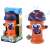 Orange fire hydrant sprinkler toy, packaging showing the product and kids playing with it