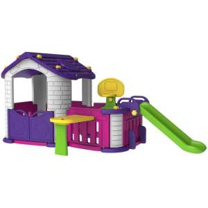 5 az 1-ben lila-rózsaszín kerti játszóház csúszdával és kosárlabda palánkkal - Sport & Szabadidő