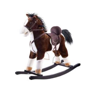 Brown and white rocking horse with saddle and stirrups, rocking horse for kids, rocking horse toy - Rocking horse & animal