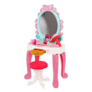 Pink and blue toy vanity set with mirror, stool, and accessories for kids - Vanity Table, Makeup Set, Fragrance