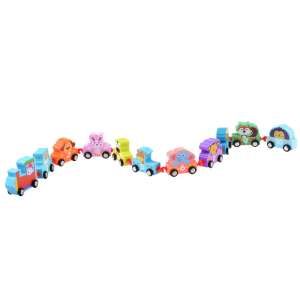 Colorful animal train set with 10 cars, numbers 1-10, perfect for learning and playing - Train, rail element, motorway