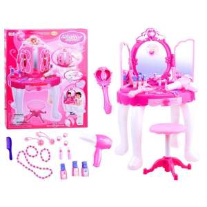 Gyerek fésülködőasztal, műanyag, rózsaszín/fehér 37160465 Szépítkezőasztal, sminkszett, illat