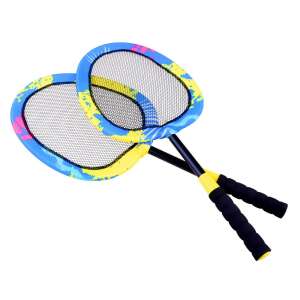Two blue and yellow badminton rackets with black handles - Badminton Racket, Shuttlecock, and Equipment
