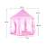 Pink and white striped princess play tent for kids, indoor or outdoor playhouse, dimensions shown