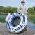 Man carrying Hydro-Force Rapid Rider inflatable pool float with backrest, cup holders, and mesh bottom