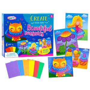 Set de creație Color Day pentru a crea propriile tale mozaicuri frumoase cu 4 imagini, bufniță, prințesă, floare, înghețată, 6 culori, autocolante din spumă - Nonbrand Jocuri si jucarii creative