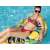Woman relaxing on the Bestway inflatable pool float, lemon design