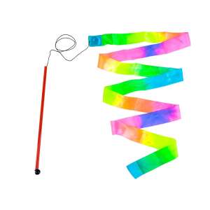 Rainbow ribbon with stick, 2 meter long, for gymnastics, dance and ballet - Outdoor Toy