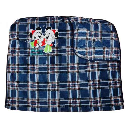Disney Mickey és Minnie wellsoft takaró kék kockás (150x90) Karácsony 37167764