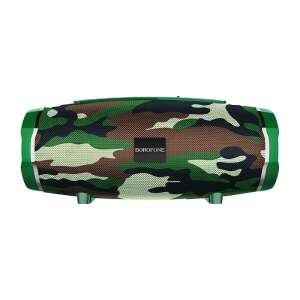 Borofone BR3 camo green wireless Bluetooth speaker, front view - Audio