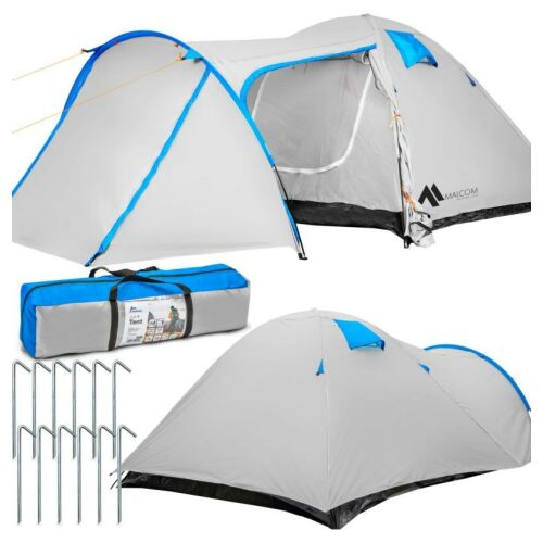 Malcom 4 person Kempings tent with canopy 180x310cm #grey-blue 140228599
