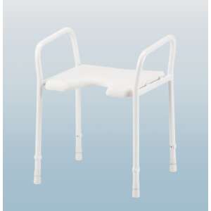 Dubastar sprchová stolička s hygienickým otvorom, biela, s rukoväťami, pre bezpečnosť v kúpeľni - Kúpeľňové doplnky