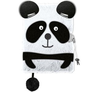 Pandás szőrmés napló kulccsal, aranyos panda notesz - St. Majewski