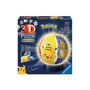 Ravensburger Pokémon Puzzle 3D Glob Lumină de Noapte, 72 piese, cu Pikachu și Dragonite - Ravensburger Puzzle