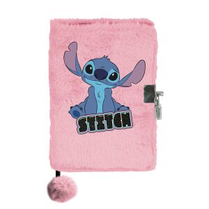 Rózsaszín Stitch plüss napló lakattal - Napló