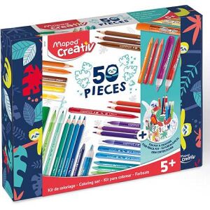 Set de colorat Maped Creativ cu 50 de piese cu organizator de birou, rechizite de artă pentru copii - Derform