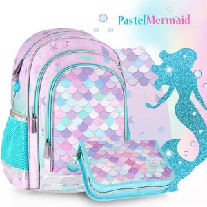 Školský set Starpak Pastel Mermaid: batoh, peračník, vrecúško na telocvik - Starpak