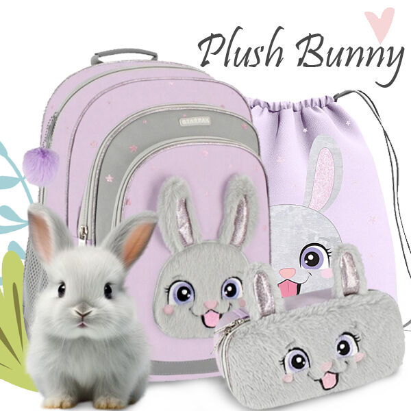 Starpak Plush Bunny Ergonomic School Backpack Set