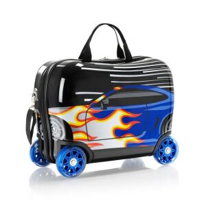Ride-On ABS kids suitcase with light-up wheels - Race Car design. Wheeled luggage for boys, perfect for travel. - Kids' Suitcase