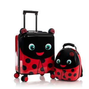 Heys Ladybug 4-wheel ABS suitcase with backpack, angled view - Kids' Suitcase
