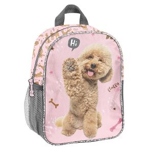 Paso Fluffy kutyás hátizsák gyerekeknek, rózsaszín ovis hátizsák aranyos kutyus mintával - Paso