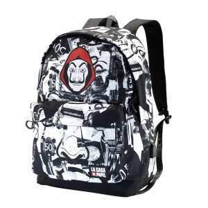 Money Heist La Casa De Papel Rucksack, schwarz, weiß, rot, mit dem ikonischen Maskendesign - Koffer & Taschen