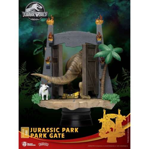 Jurassic Park Kapu D-Stage Dioráma T-Rex-szel és kecskével, Beast Kingdom - Modell és makett