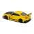 Sárga Nissan GT-R (R35) LibertyWalk karosszériával, 1:43 méretarányú fém modell, oldalsó nézet