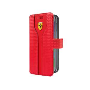 Ferrari piros bőr telefontok 4,6-5,2 hüvelykes telefonokhoz, zárt, ferde nézet - Ferrari