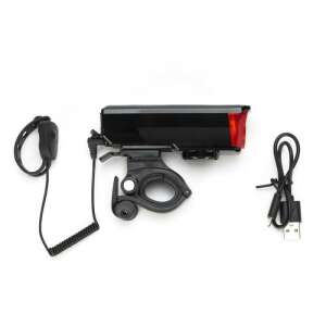 Lumină de bicicletă cu energie solară cu clopoțel, cablu USB și suport - Lumini biciclete