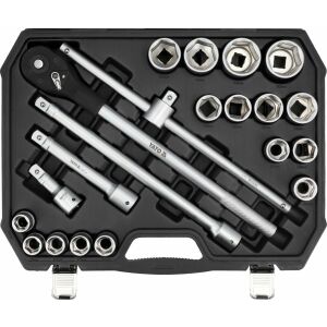 Zestaw kluczy nasadowych YATO 3/4 cala, 21 elementów, stal CrV, zamknięty futerał - Klucz do wtyczek