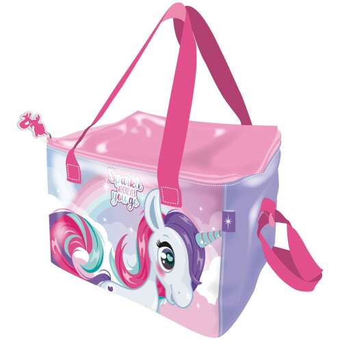Unikornis Sparkle insulated lunch bag, pink with unicorn design, 22.5 cm