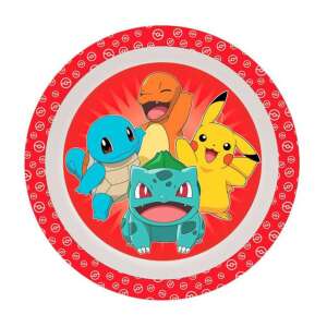 Pokémon Red Plastic Plate with Bulbasaur, Charmander, Squirtle, and Pikachu - Kids' Plate