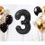 B&C Matt Schwarzer Zahl 3 Ballon mit goldenen und weißen Ballons