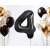 Black number 4 foil balloon, 85 cm, birthday party decoration