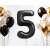 Black number 5 foil balloon, 85 cm, with other balloons